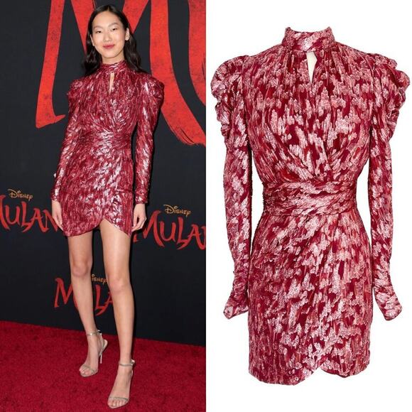 Jonathan Simkhai Pink Metallic Silk Georgette Mini Dress – Size 2 - Picture 1 of 6